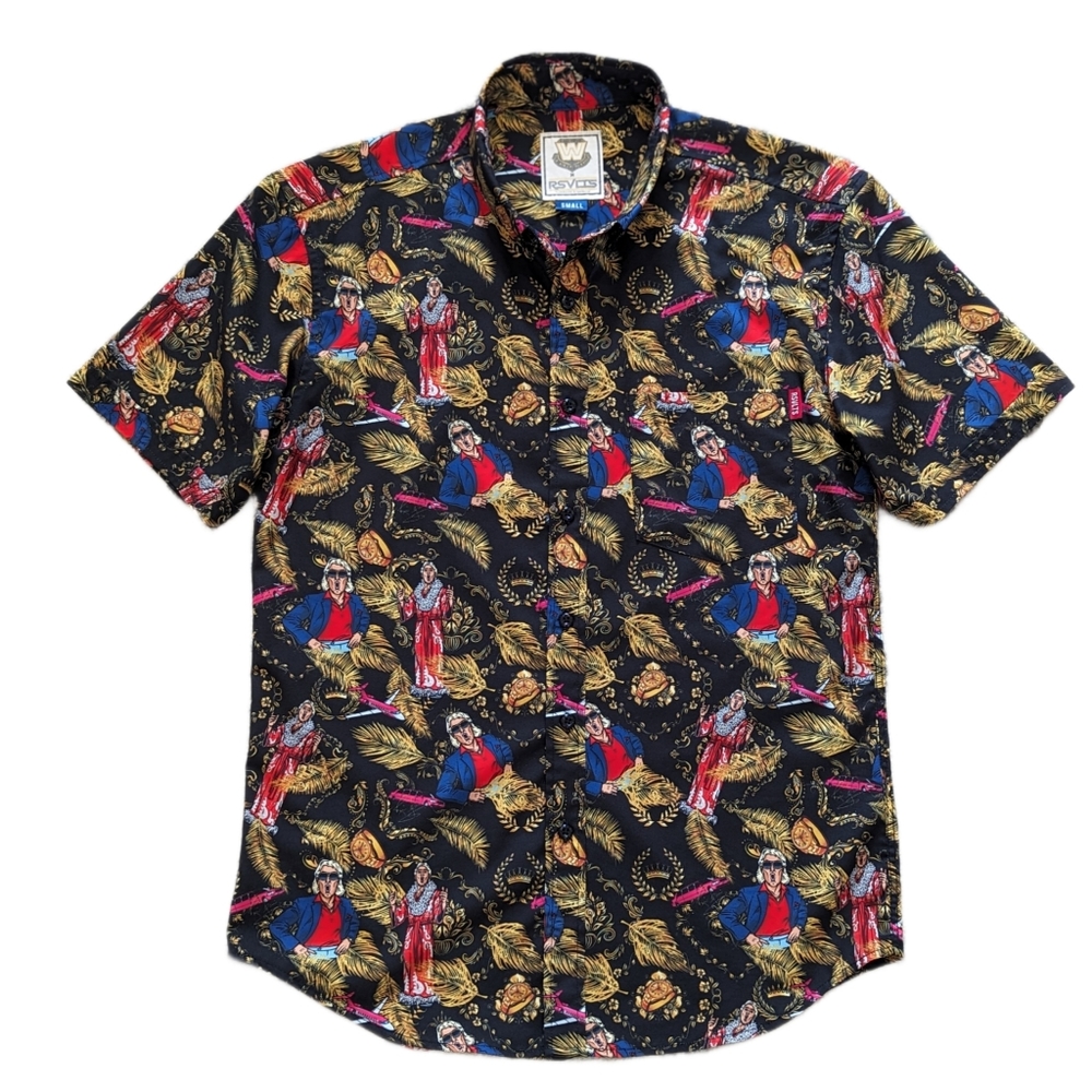 LIMITED EDIT RSVLTS WWE LEGENDS RIC FLAIR NATURE BOY BUTTON FRONT SHIRT Sz Small